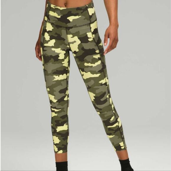 Lululemon Heritage 365 Camo Crispin Green 23" Fast and Free High Rise Crop 8 - Picture 1 of 11